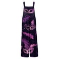 thumbnail image 5 of Fgvctg Mardi Gras Womens Wide Leg Pant Carnival Party Spaghetti Straps Holiday Mask Print Jumpsuits Sleeveless Bib Overalls Sprimg Rompers Clothes With Pockets Dark Purple XXXXL, 5 of 6