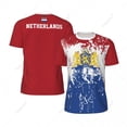 thumbnail image 2 of Exclusive design Netherlands Flag Grain 3D Printed Men For Running Bike Soccer Tennis Fitness Sports tshirt Mesh Short T-shirt, 2 of 11