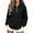 Black, variant on Women Collared Quarter Zip Sweatshirt Sevevn Long Sleeve Side Pocket Loose Fit Solid Casual Pullover Tops
