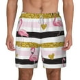 thumbnail image 2 of Goofa Gold Glittering Hearts and Flamingos Printed Men's Swim Trunks Board Shorts Quick Dry Mens Swimming Trunks with Compression Liner,Breathable Fit Hawaii Beach Shorts-Medium, 2 of 9
