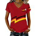 thumbnail image 1 of Women's Germany Football Graphic T-Shirt, V-Neck Casual Letter Print T-Shirt, Fashion Short Sleeve Graphic Tee, Summer Daily Lightweight Tops for Soccer Tournament 2026 Red Size: M, 1 of 4