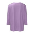 thumbnail image 5 of Razzly Women's V Neck 3/4 Sleeve Casual T Shirt Soft Comfortable Basic Top Stylish Loose Fit Tee For Everyday Wear(Light Purple,S), 5 of 5