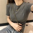 thumbnail image 6 of Chic Summer New Solid Loose T Shirts Women Slim Short Sleeve White Basic T-shirt Female Top M-XXL, 6 of 6