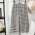 thumbnail image 2 of Baby Clothes Girls Boys Pajamas Pants Striped Wide Leg Elastic Waisted Lightweight Loungewear Pant, 2 of 5