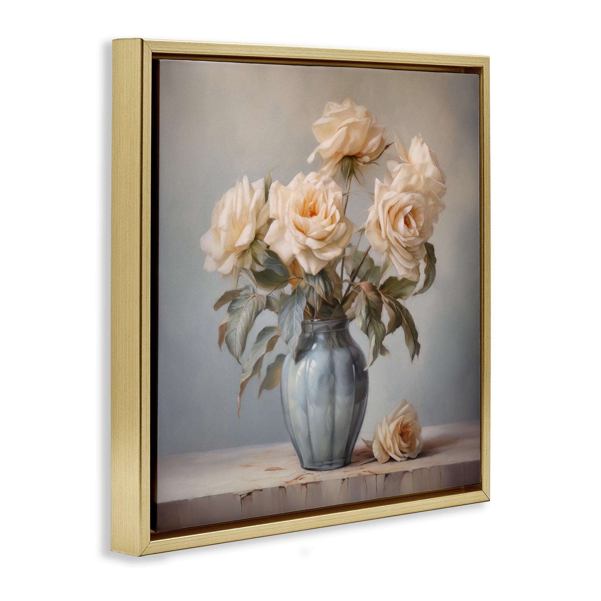 Stupell Industries Vintage Rose Paragon Gold Framed Floater Canvas Wall Art, design by Steve Hunziker