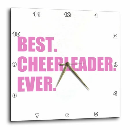 3dRose Pink Best Cheerleader Ever - greatest head or team cheerleading girl, Wall Clock, 13 by