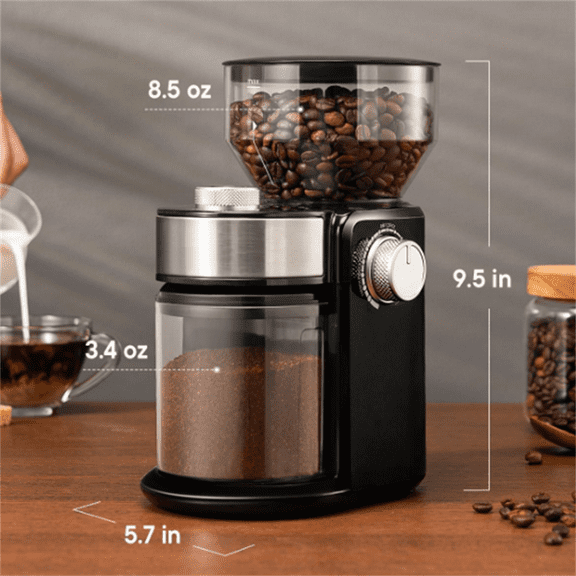 Electric Burr Coffee Grinder 2.0, Adjustable Burr Mill with 16 Precise Grind Setting for 2-14 Cup, Black