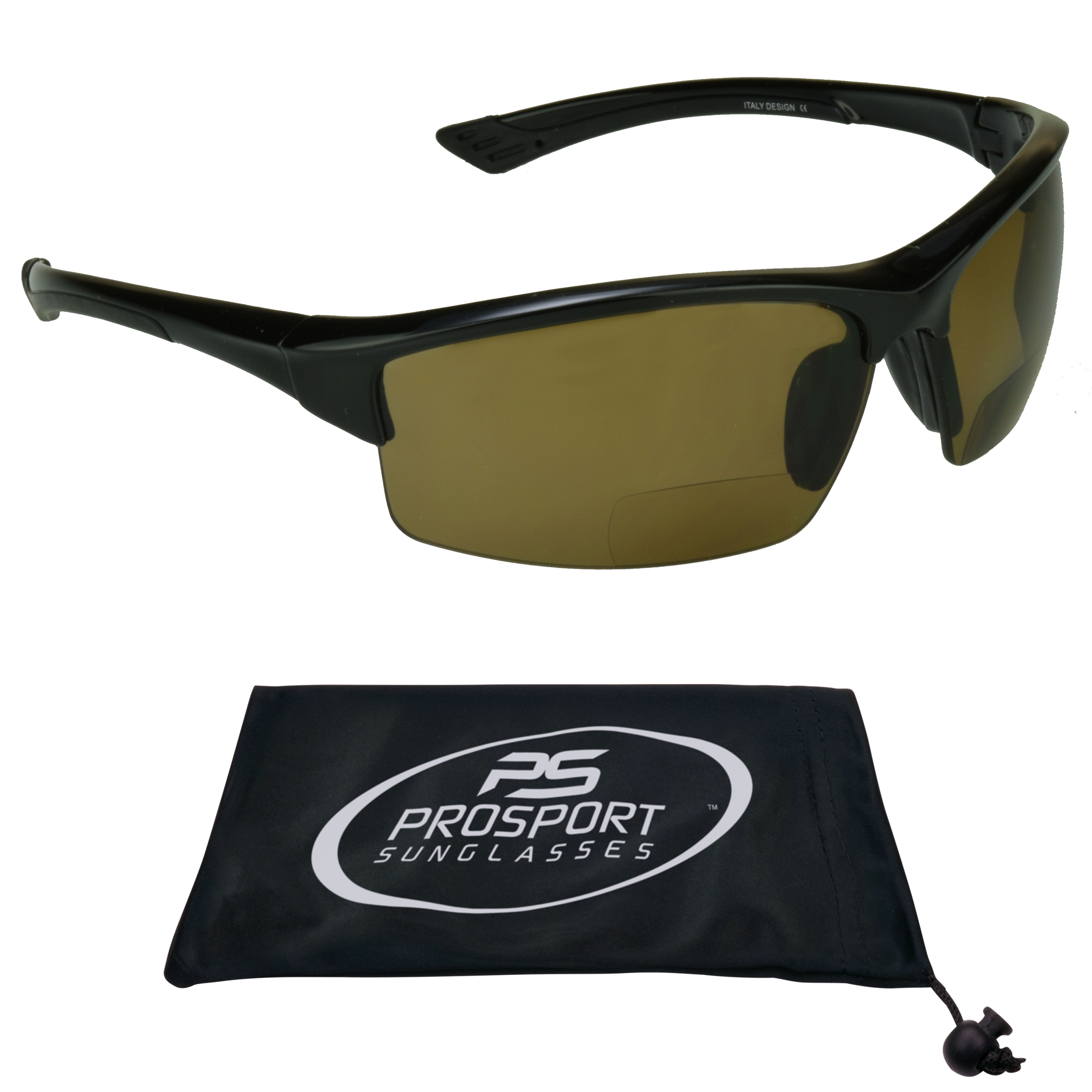 Mens Classic Half Rim Sport Warp Sunglasses with Bifocal Reading Lens 