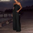 thumbnail image 2 of Lenpel Women's Strapless Jumpsuits off Shoulder Sleeveless Tube Top Pleated Wide Leg Rompers Casual Summer Outfits, 2 of 7