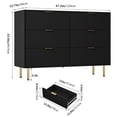 thumbnail image 3 of EDTara Commode Moderne à 6 Tiroirs, Coffre Double en Bois de 47 Pouces de Large avec Design Cannelé et Poignées en Métal, Solution de Rangement Parfaite pour la Chambre, le Salon Ou le Couloir, 3 of 6