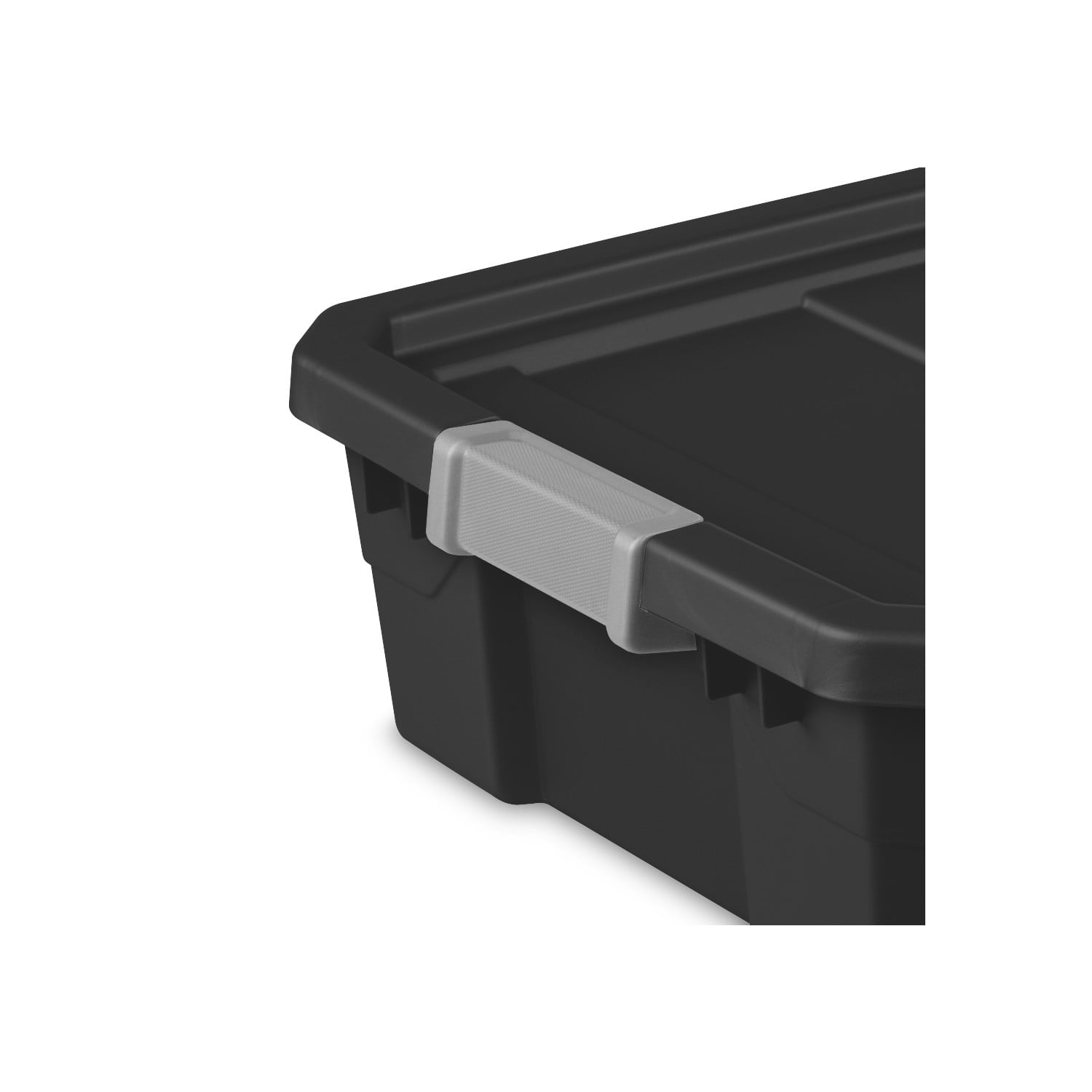Sterilite Stackable Storage Bin, 10 Gallon Durable Plastic Storage Tote with Latch Lid, Black, 6 Pack