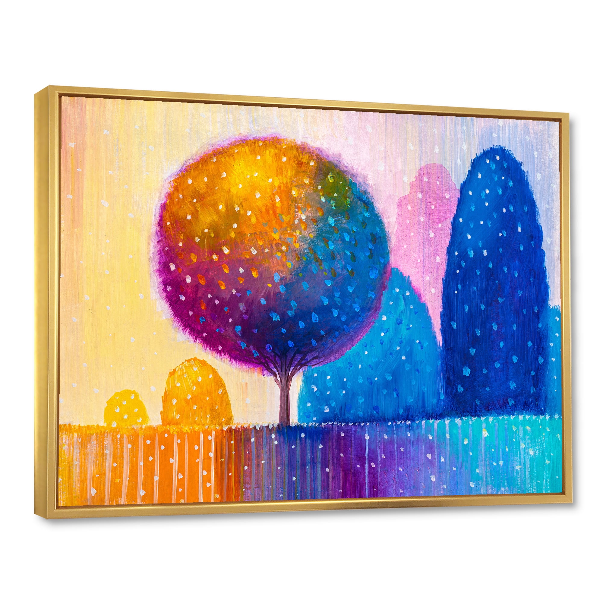 Designart 'Ornamental Colourful Trees X' Modern Framed Canvas Wall Art Print