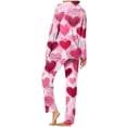 thumbnail image 3 of Moxiu Womens Satin Valentine's Day Pajamas Long Sleeve Love Heart Print Satin PJ Sets Button-Down Pajama Sleepwear Loungewear 2025 Pink,M, 3 of 6