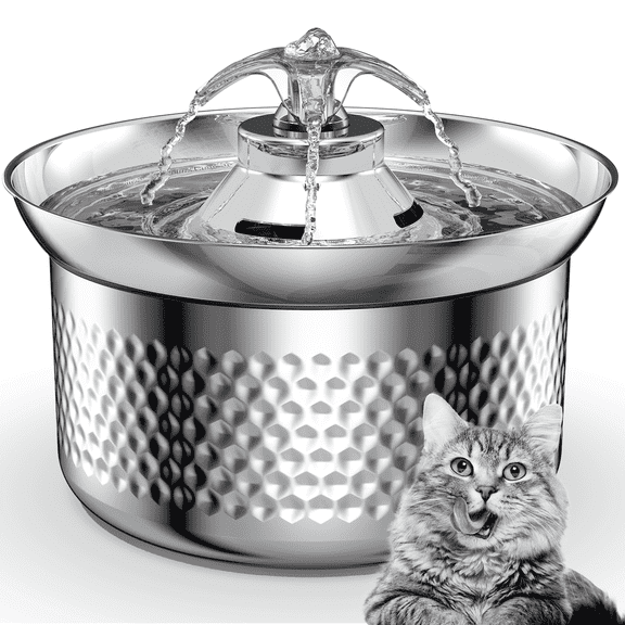 Emperor Pets Stainless Steel Cat Water Fountain - 3.2L/108oz Ultra-Quiet Automatic Car and Dog Water Fountain