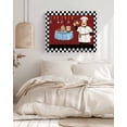 thumbnail image 3 of Chef Wall Art for Living Room,Canvas Picture Wall Decor for Bathroom Bedroom,Cartoon Red Food Cooking Black White Buffalo Check Painting Artwork for Office Kitchen Hallway Dining Room Decor 20"x24", 3 of 8