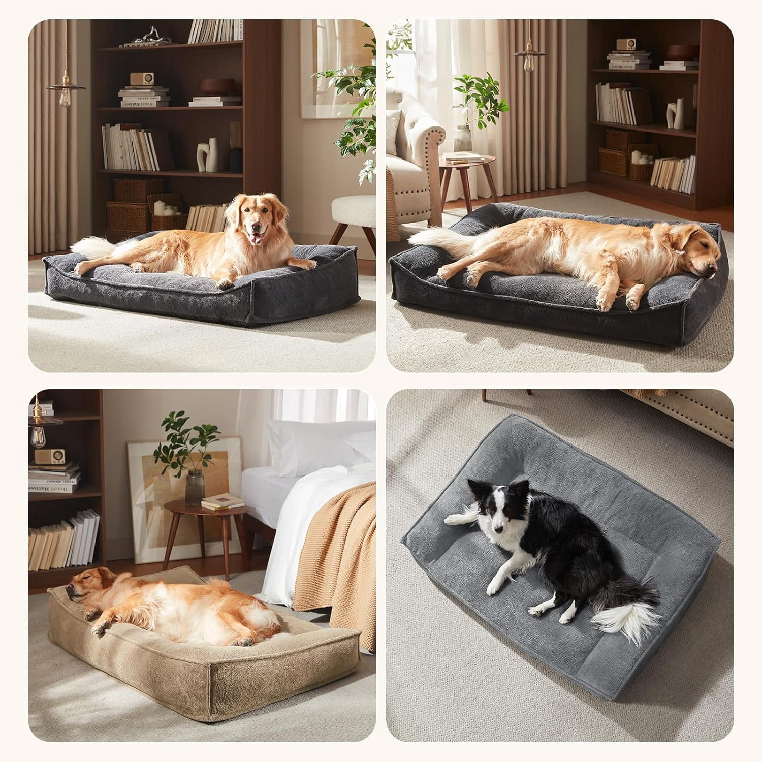 Orthopedic Dog Beds Large Sized Dog, Extra Thick Supportive Comfort Pet Sofa, Ergonomic Slant Dog Couch with Removable Washable Cover, Ultra Soft Surface & Non-Slip Bottom, Light Grey, 38"