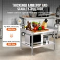 thumbnail image 4 of Adjustable Commercial Work Table, 30 x 36 x 26 Inch Stainless Steel Food Prep Station with 3-Sided Splash Guard for Restaurant, Hotel, Home, 4 of 7