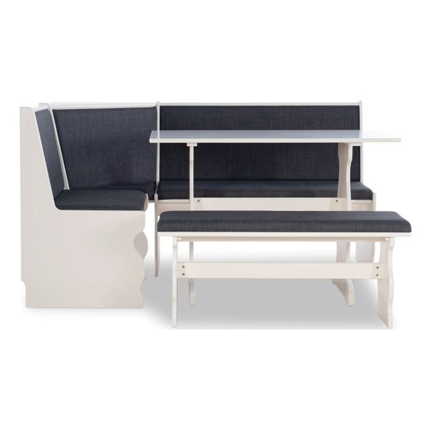 Linon Linon Natasha Wood Corner Breakfast Nook Dining Set in Charcoal Gray ...