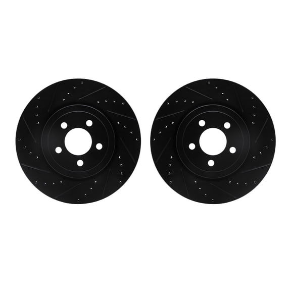 Dynamic Friction Company Front Brake Rotors-Drilled and Slotted-Black 8002-39004