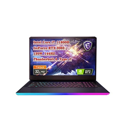 MSI GE76 Raider Gaming Laptop Intel Core i7-11800H, GeForce RTX 3060 130W, 17.3" FHD 144HZ, Thunderbolt 4 Type-C Wi-Fi 6 32GB RAM 2TB NVMe SSD, Windows 10, w/ 32GB SD Card