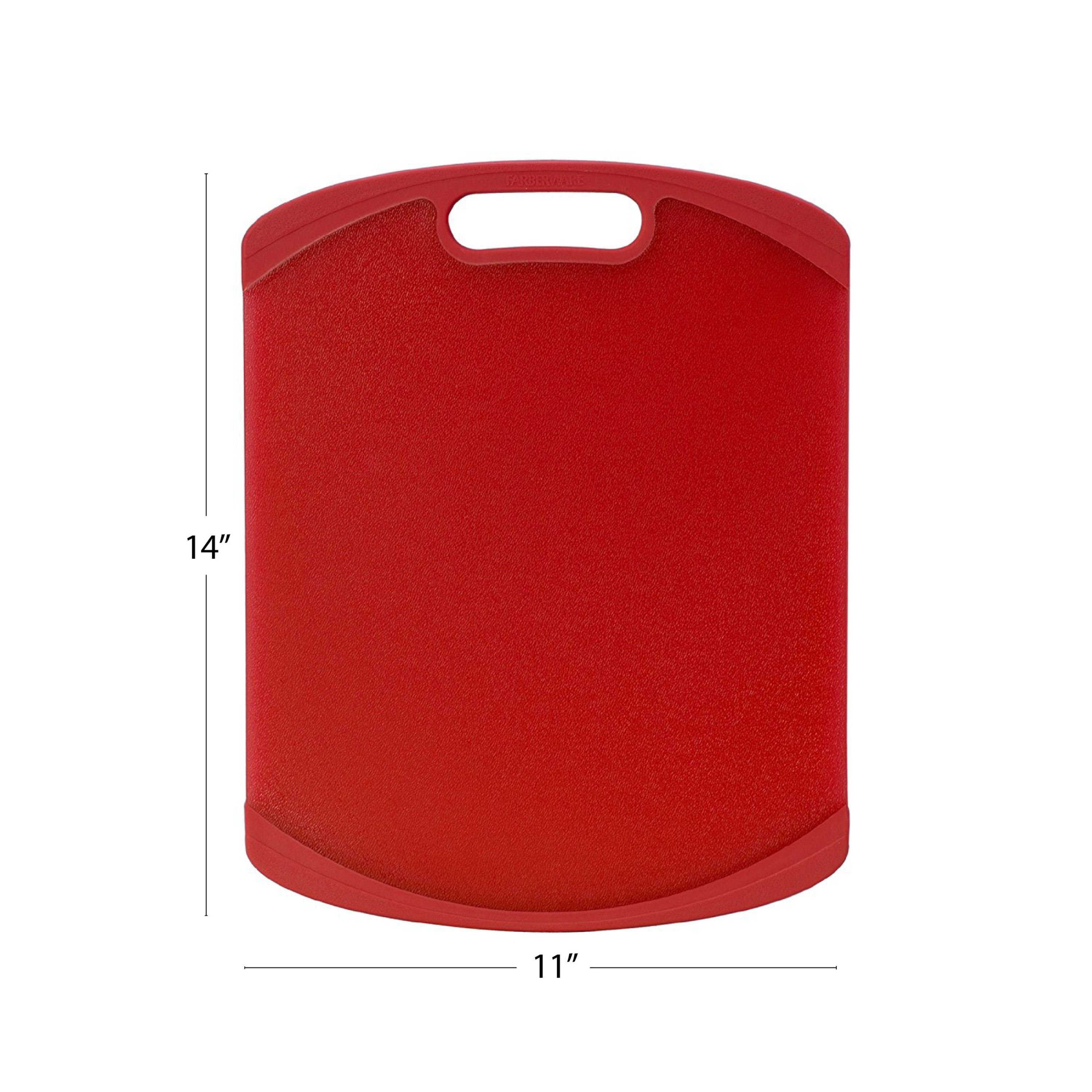 Farberware Plastic 11-inch x 14-inch Nonslip Cutting Board, Translucent Red - image 3 of 6