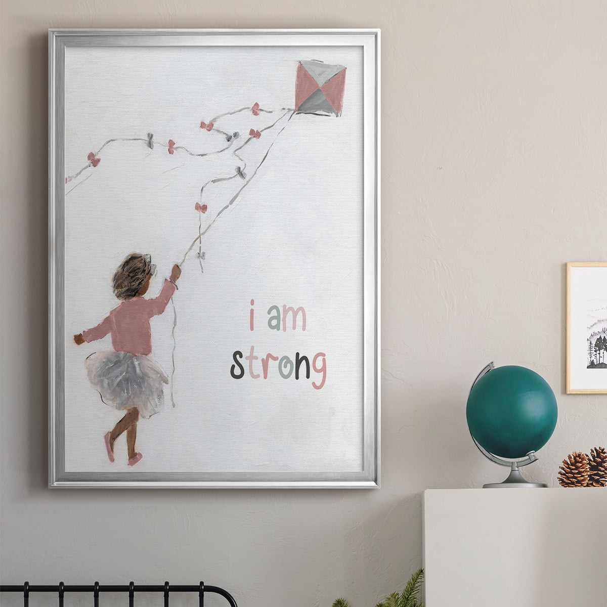 Girl Flying Kite Premium Framed Print - Ready to Hang