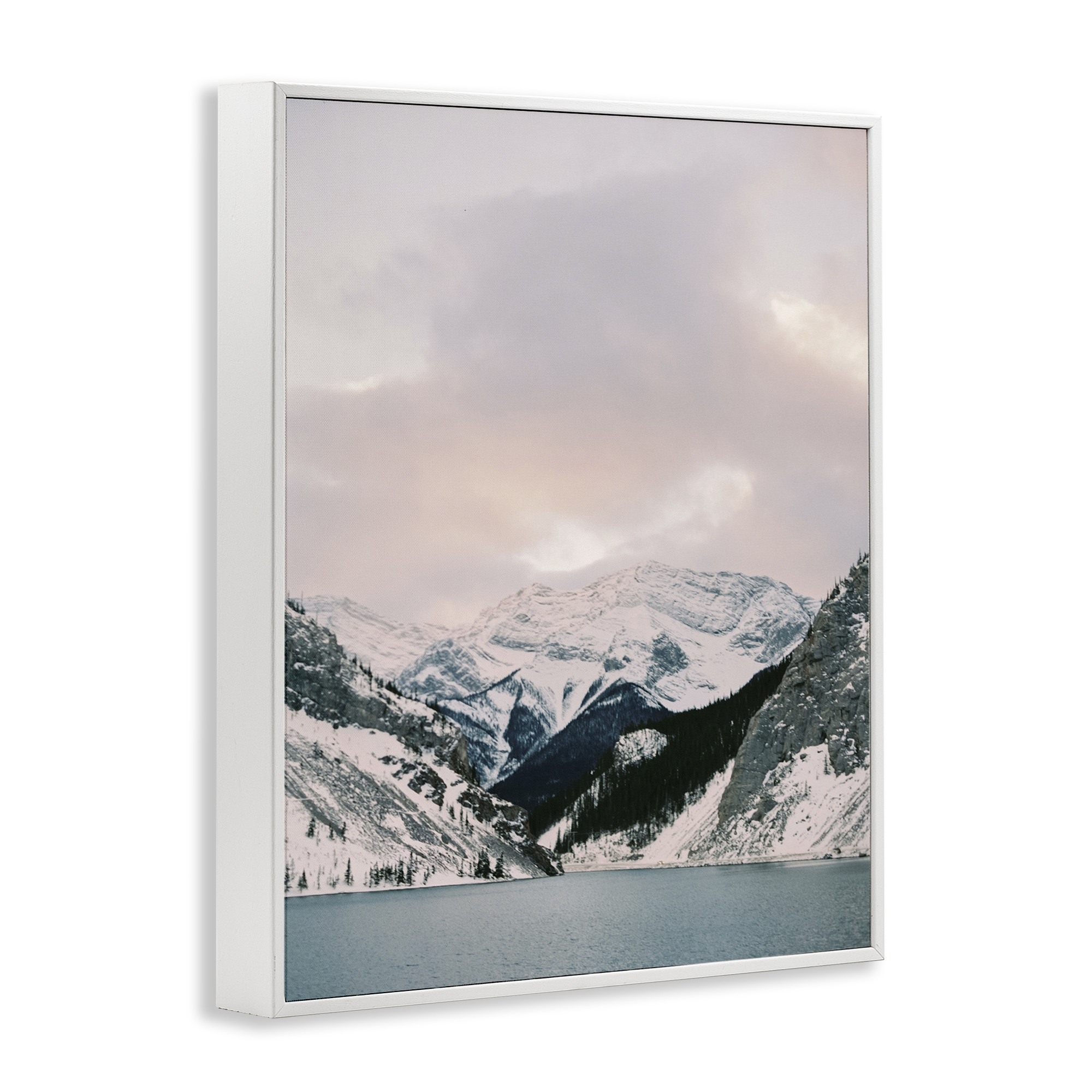 Stupell Industries Snowy Peaks Seascape Landscape Photography White Framed Art Print Wall Art, 16 x 20
