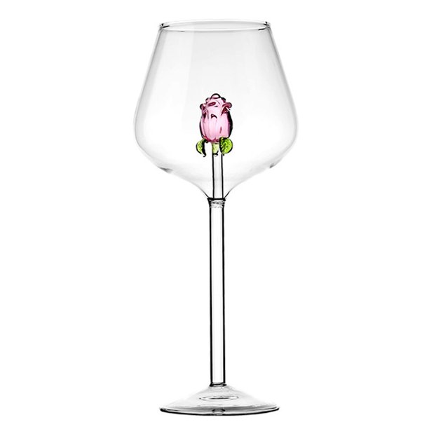 Fashion 3D Color Rose Wine Glasses Household Stylish Wine Cups for Kitchen Home