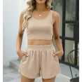 thumbnail image 2 of SMZ Two Piece Summer Outfits 2 Piece Sets 2025 Sleeveless Matching Lounge Crop Top High Waisted Short, 2 of 4