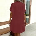 thumbnail image 4 of Kaemgyyd Dresses for Women Rolled up Short Sleeve Button down Casual Dresses Summer Loose Beach Shirt Dresses with Pockets, 4 of 6