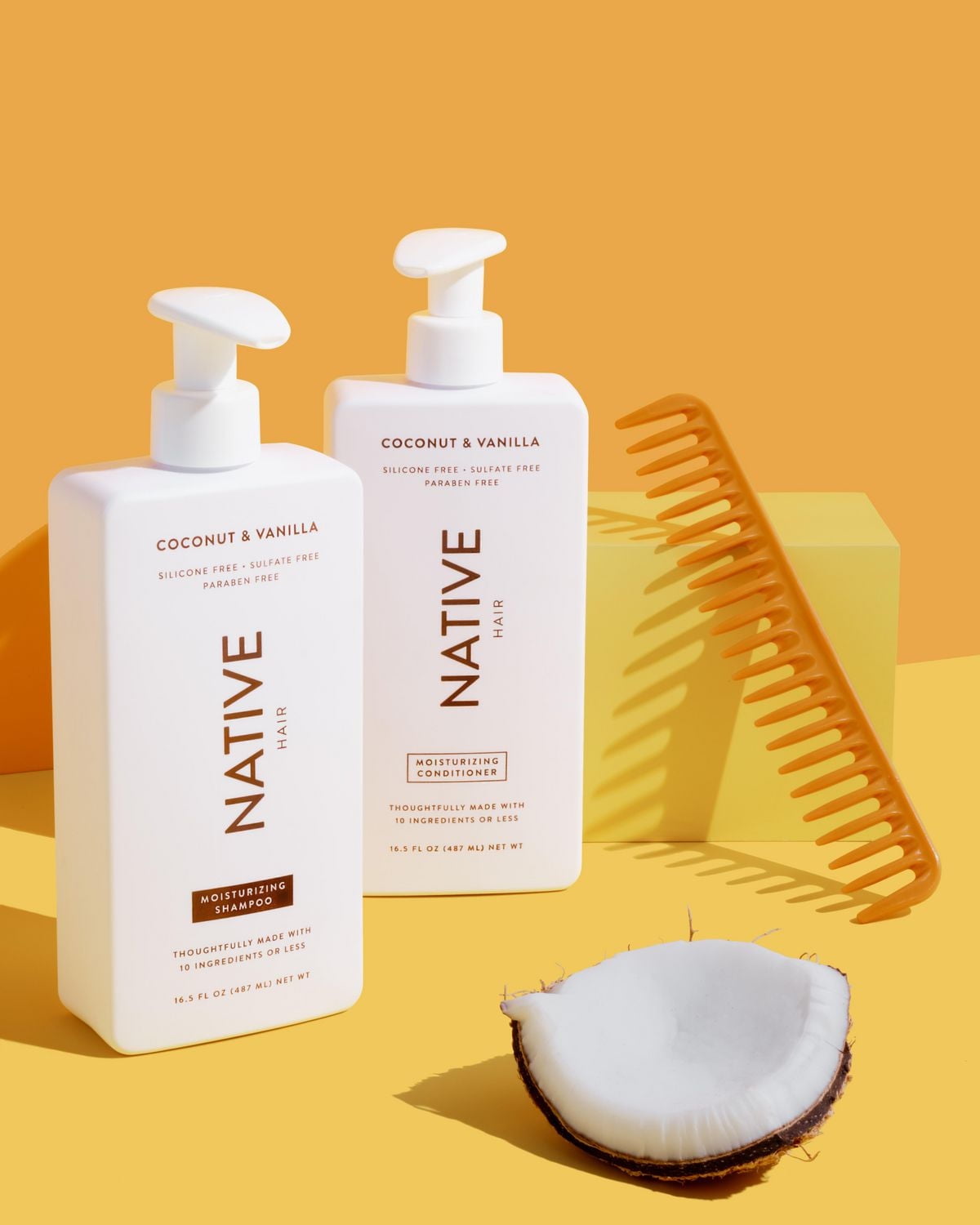 Native Moisturizing Shampoo, Coconut & Vanilla, Sulfate & Paraben Free, 487mL