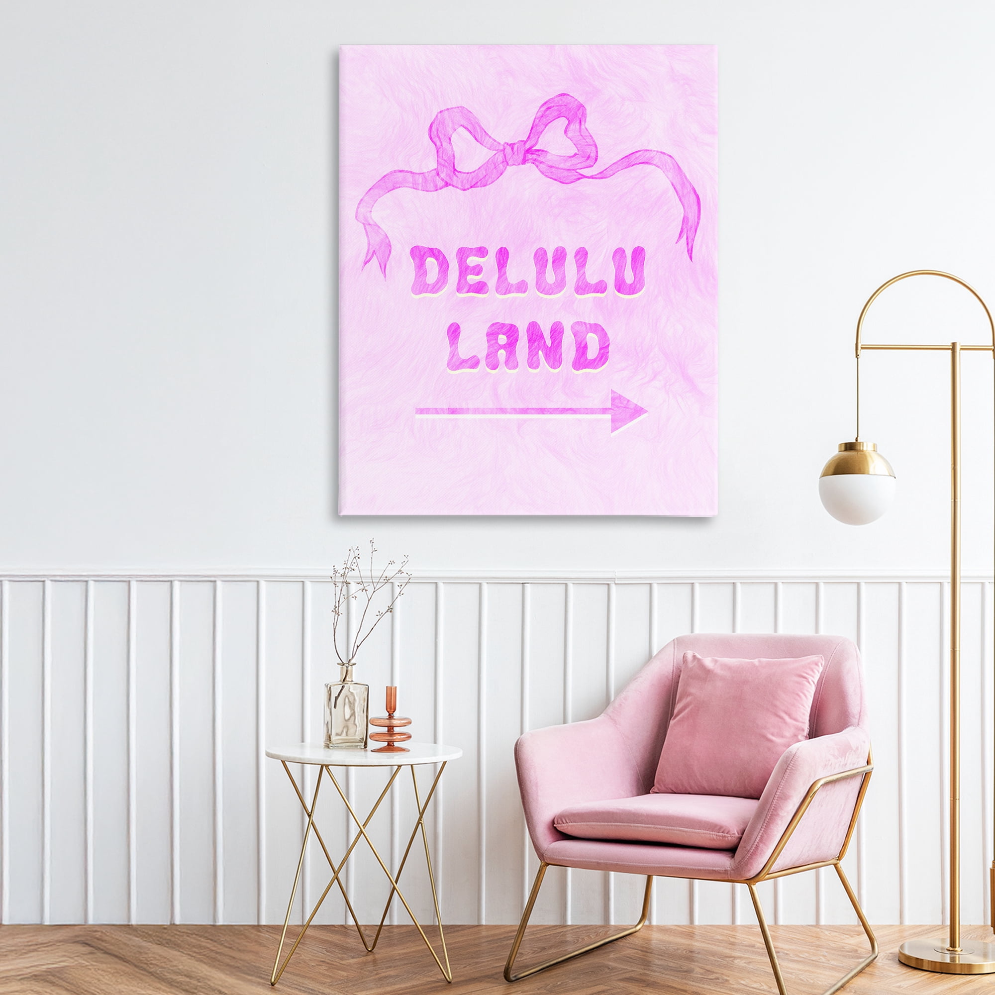 Stupell Industries Delulu Land Feminine Ribbon Canvas Wall Art, design by Ziwei Li