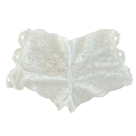 

EHTMSAK Criss Cross Briefs for Women Bikini Underwear Breathable Panties Soft Lace Low Rise Underwear White L