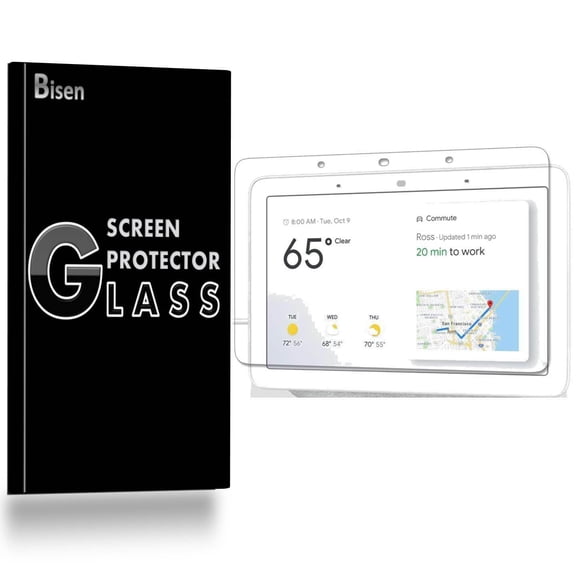 [2-Pack] BISEN Fit For Google Home Hub Screen Protector Tempered Glas, Ultra Thin (0.3mm), Anti-Scratch, Anti-Shock, Shatterproof