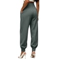 thumbnail image 5 of Ynynloco Womens Wide Leg Dress Pants Business Casual Flowy Work Palazzo Pants High Waisted Slacks Trousers Draped Ankle Cuff Trousers, 5 of 7