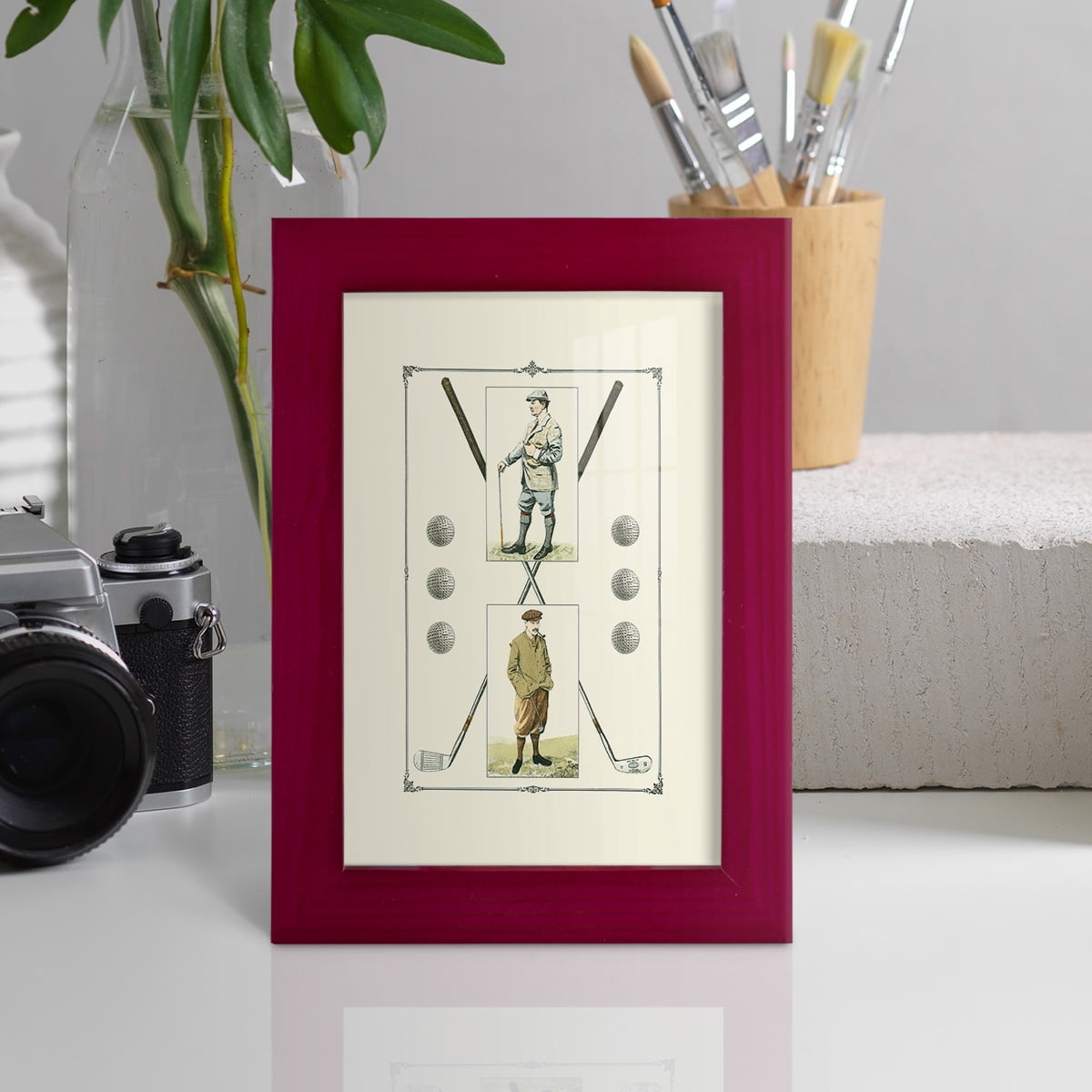 Golfers: John Henry & R. Maxwell -Framed Print w/glass-Cherry Red
