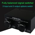 thumbnail image 3 of 3 Input to 3 Output Fully Balanced XLR Signal Passive Stereo Selector Switch Switcher / Balanced XLR to Unbalanced RCA Audio Converter / No Loss Switching / No External Power Supply Black, 3 of 7
