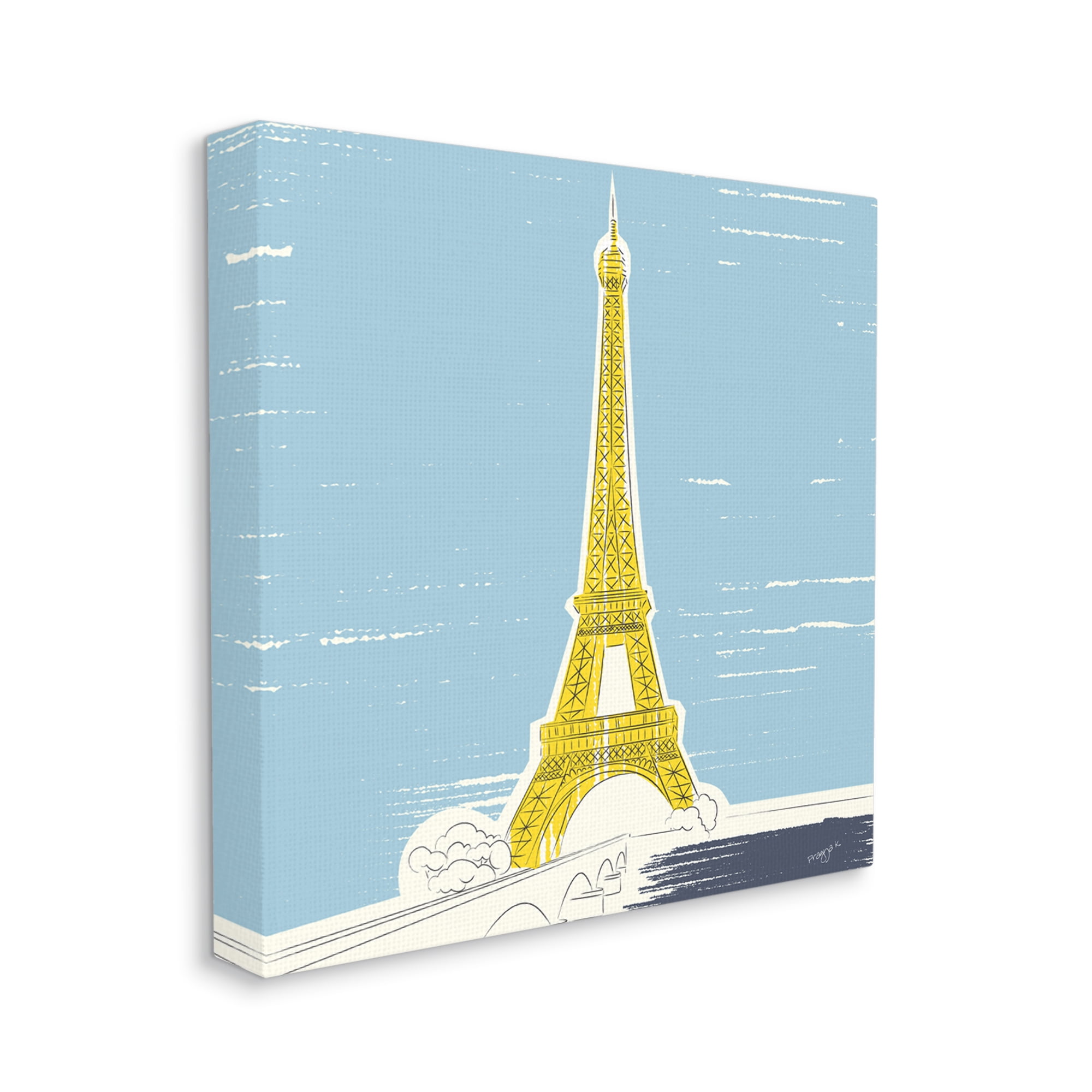 Stupell Industries Eiffel Tower Architecture Travel & Places Painting Gallery Wrapped Canvas Art Print Wall Art, 30 x 30