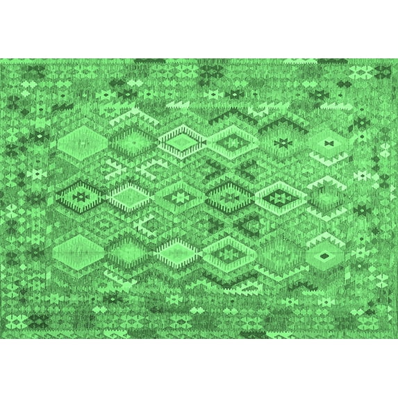 Ahgly Company Indoor Rectangle Southwestern Emerald Green Country Area Rugs, 3' x 5'