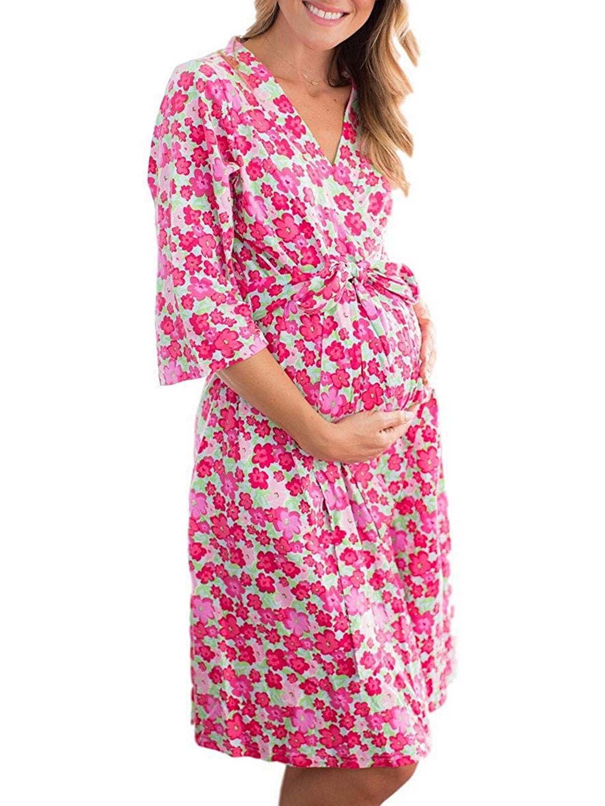 FOCUSNORM Pregnant Women Robe Sleepwear Maternity Nursing Pajamas