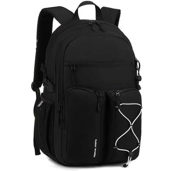 Smicure Travel Backpack for Men and Women, Water Resistant College Bookbag, Lightweight School Carry On Back Pack,black