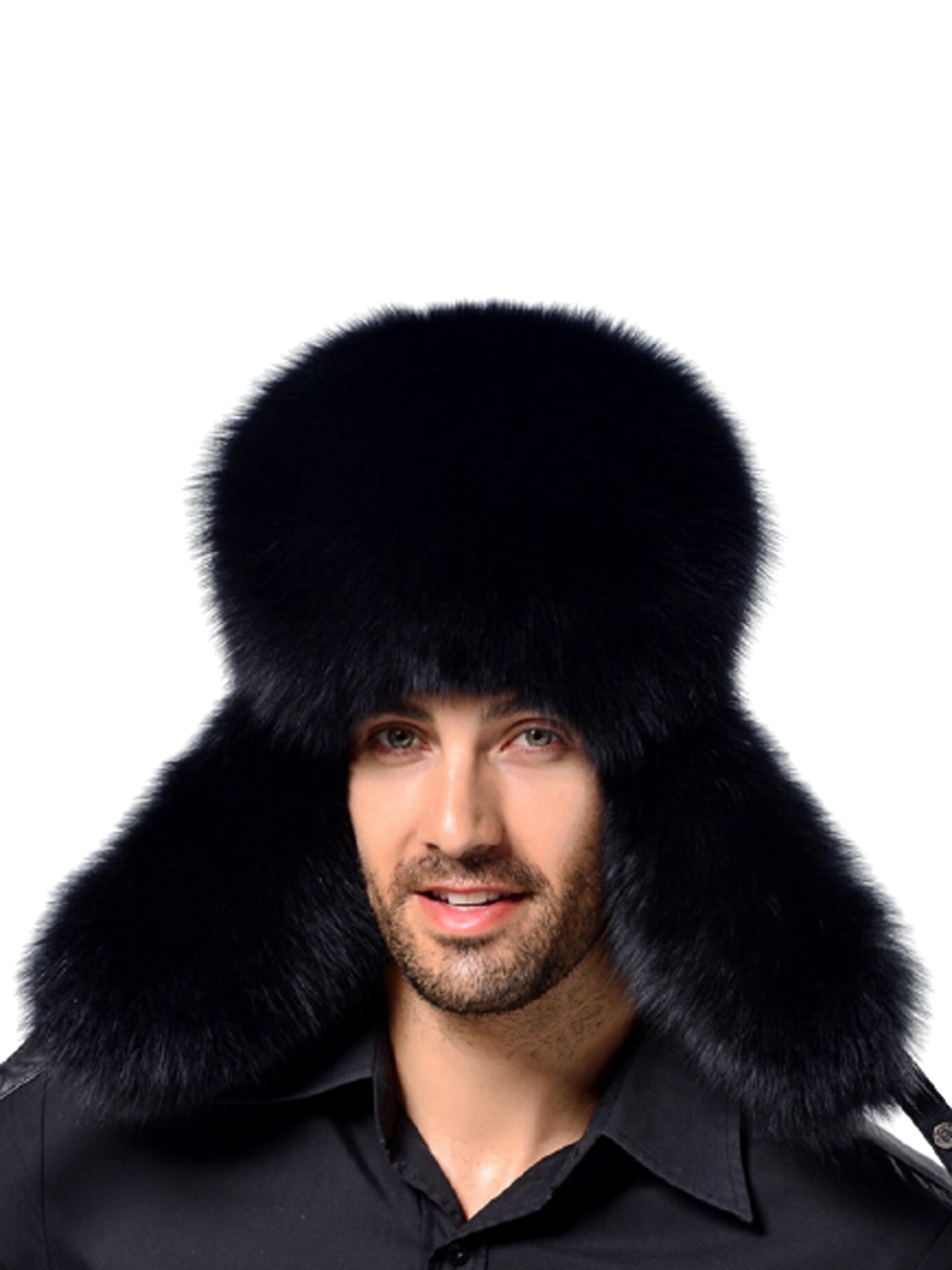 Men Faux Leather Fur Russian Ushanka Cossack Trapper Hat Cap Winter Warm new tyu 