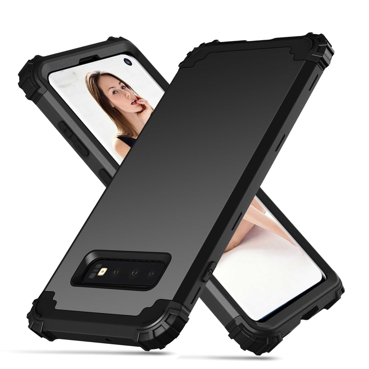 For Samsung Galaxy S10 Plus Case, Dual Layer Slim Heavy Duty Hybrid Rugged Shockproof Anti-Scratch Protective Back Phone Cover