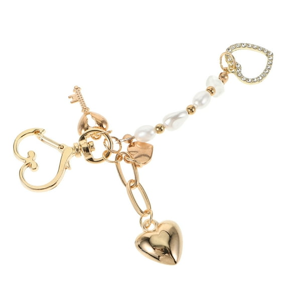 WORGEOUS Fashion Keychain Ornament For Women Heart Keyring Faux Pearl Keychain Cute Keychain Decorative Key Chain For Backpacks And Car Keys