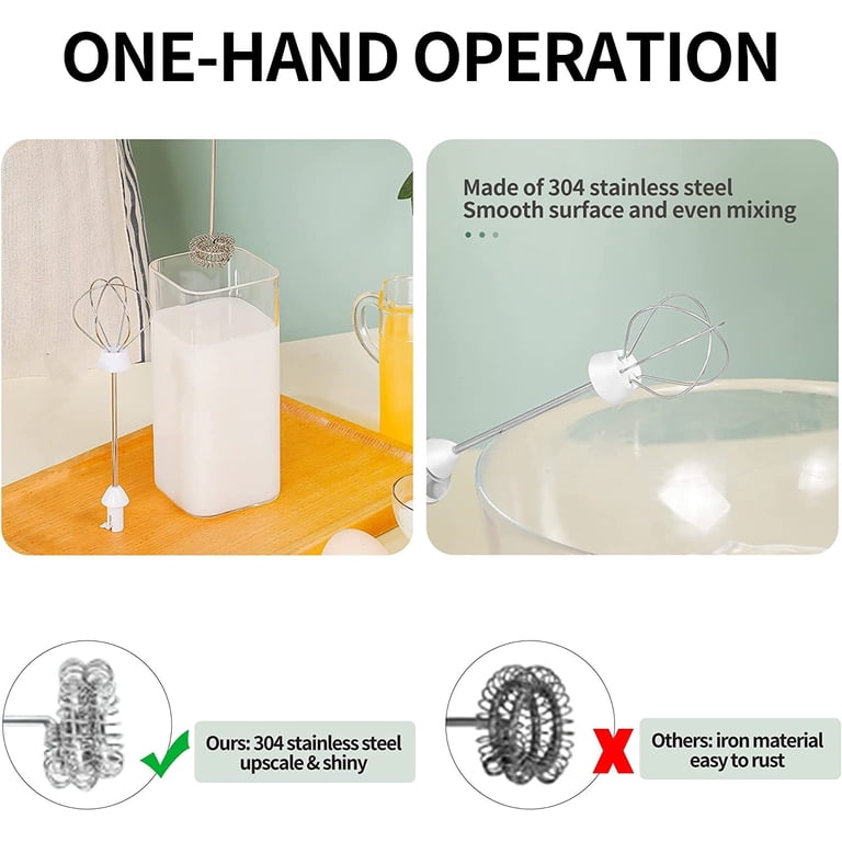 BN-LINK Handheld Milk Frother USB Rechargeable, White photo 3