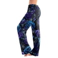 thumbnail image 2 of Halloween Pajama Pants for Women, Neon Splatter Pumpkin & Spiderweb Print Wide Leg Lounge Bottoms with Drawstring Waist, Soft Breathable Sleep Trousers, 1 Pair Blue L, 2 of 5