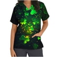 thumbnail image 3 of BiZtdJrK St. Patrick's Day Women Scrubs Tops Workwear Funny Graphic Print Nursing Uniform Casual V Neck Short Sleeve Scrubs Shirts with Pockets Multicolor S Prime Day Sales Today, 3 of 6