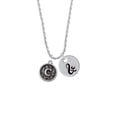 thumbnail image 2 of Delight Jewelry Silvertone Antiqued Round Seal - Initial - C - Silvertone Script Initial Disc - & - Charm Necklace, 20"+3", 2 of 4