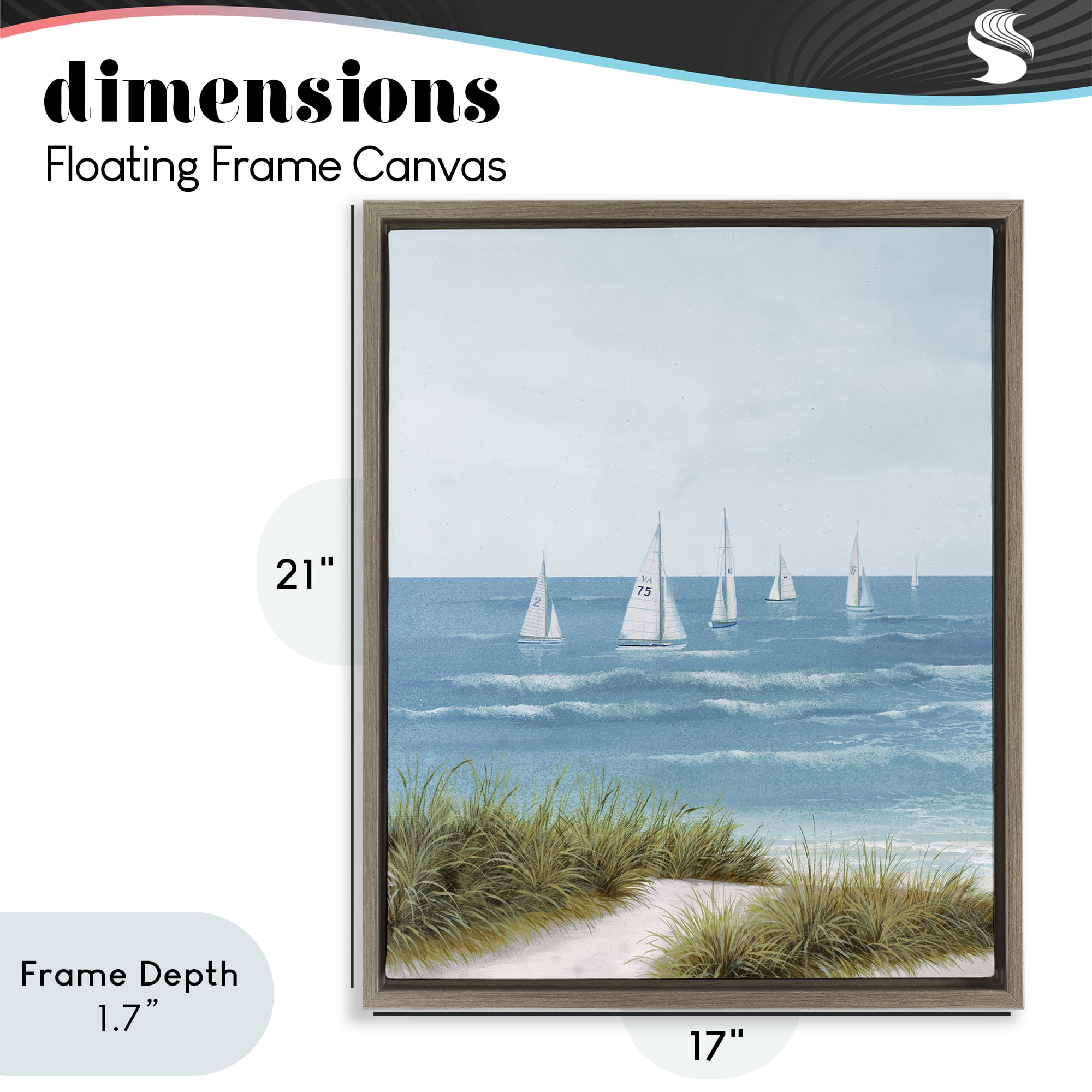 Stupell Industries Sail Away Beach Seascape Brown Framed Floater Canvas Wall Art, design by Lorenzo Collective