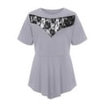 thumbnail image 6 of Mittory Womens Plus Size Tops O-Neck Asymmetric Short Sleeve Tunics Lace Blouse Shirts for Summer, 6 of 8